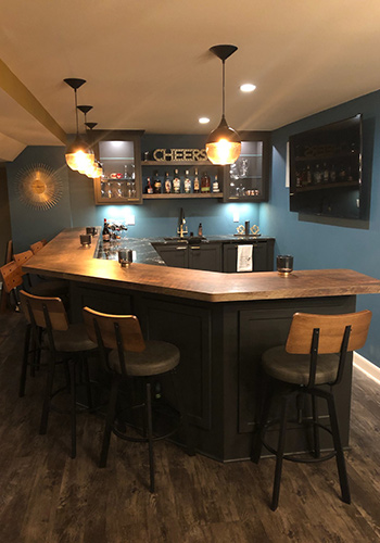 bar area installation A M Construct Inc. in West Bend, WI